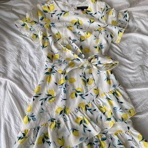 White Lemon Pattern Banana Republic Dress